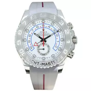 Rolex Yacht-Master II Regatta 44mm White Gold Platinum Rubber Strap Watch 116689 - Picture 1 of 24