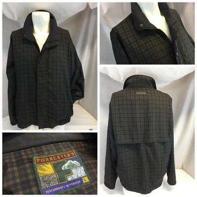 Мужской дождевик для гольфа Forrester's L черный коричневый клетчатый нейлон как новый YGI RE1568 - Изображение 1 из 4