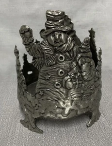 Christmas Snowman Jar Pillar Candle Holder Salt City Winter Holidays - Picture 1 of 10
