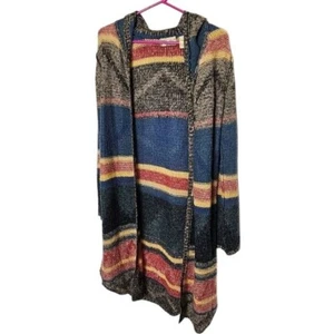 BKE Simmicks Multicolor Hooded Cardigan Sweater Womens S Acrylic Wool Blend - Picture 1 of 12