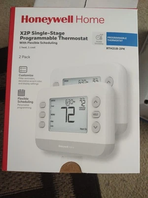Honeywell Home X2P Single-Stage Program Thermostat 2-pack - NIB - 1 Heat/ 1 Cool - Image 1 of 3