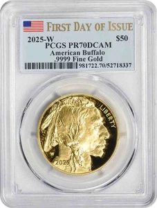 2025-W $50 American Gold Buffalo PR70DCAM First Day of Issue PCGS - Picture 1 of 2