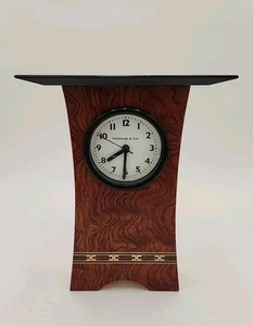 Schlabaugh & Sons Schreibtisch Manteluhr Art Deco Holzintarsien 9" Hergestellt in den USA Takane - Bild 1 von 21