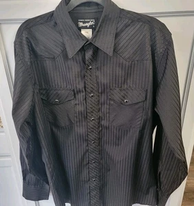 Wrangler Black Pearl Snap Vintage Western Hemd Rodeo Cowboy Herren Größe Large - Bild 1 von 10