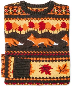 NWT Kiel James Patrick The Fox and Foliage in Brown Orange Wool Fall Sweater S - Picture 1 of 6