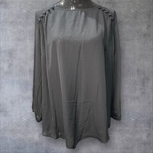 NWT! FORTUNE + IVY Dondria Mixed Material Blouse Tunic Black Size XL X-Large - Picture 1 of 8