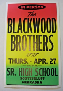 VINTAGE BLACKWOOD BROTHERS RAINBOW STYLE CONCERT POSTER SCOTTSBLUFF, NE GOSPEL - Picture 1 of 2