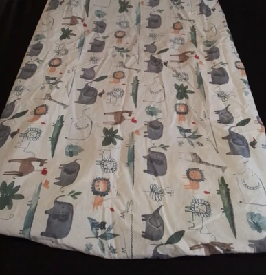 Pottery Barn Kids Colby Crib Fitted Sheet Zoo Animals Print White Green Blue Red - Image 1 of 4