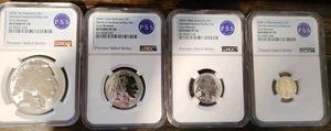 Ascension Island Damstra Fractional Buffalo 4-Coin Set NGC REV PF70 Early Rel - Picture 1 of 4