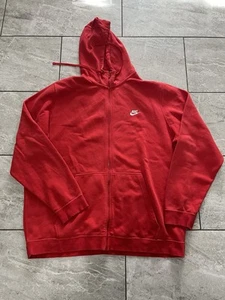 Nike Sportswear 3XL Men's Fleece Full-Zip Red Hoodie Sweatshirt - Picture 1 of 6