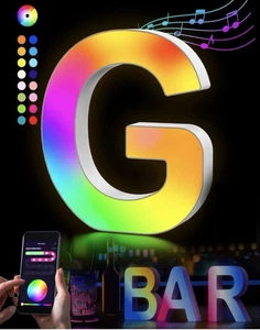 NUEVO Selfila LED Letra G Luz LED Inteligente Modo Hágalo Usted Mismo Sincronización de Música APP Control - Imagen 1 de 9