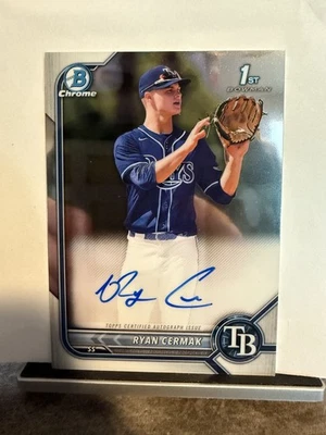 2022 Bowman Chrome Draft RYAN CERMAK 1st Prospect Auto #CDA-RCK Rays - Image 1 of 3