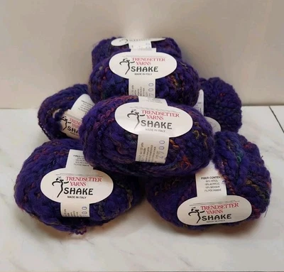 Lot of 7 New Old Stock Trendsetter SHAKE Nubby Wool Blend Yarn # 156 Purple Blu - Image 1 of 4