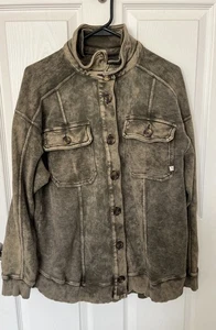 Anthropologie Pilcro Unisex Shacket Jacket Button Up 100% Cotton Sz M Stretch - Picture 1 of 12