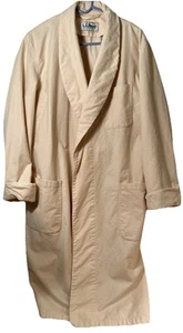 Vintage LL Bean Flannel Chamois Bath Robe Made in USA Men's Medium Beige - Picture 1 of 7