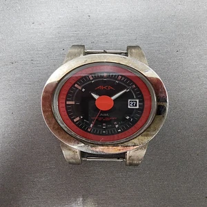 Seiko ALBA AKA Watch Men 42mm Black Dial Steel Date Oval V742-5A00 New Battery - Picture 1 of 11
