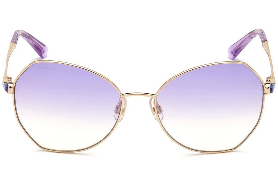 Óculos de sol feminino Swarovski SK266 28Z ouro rosa armação de metal borboleta 57-17-135 - Imagem 1 de 1