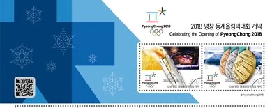 2018 Apertura Pyeongchang Corea Juegos Olímpicos de Invierno, 2 hojas MHN Foto 1 de 3