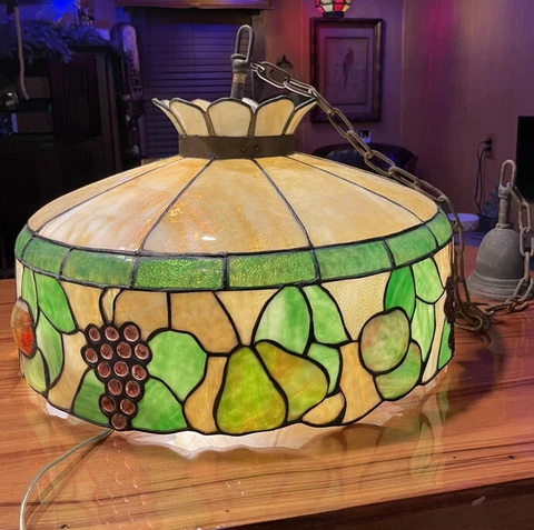 Antique Stained Glass Hanging Fruit Lamp (Provenance Included) Wilmington NC Cover