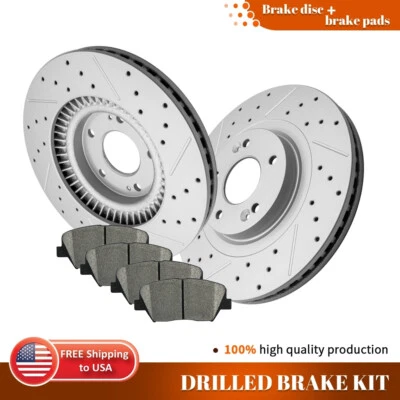 Disco delantero perforado rotores de freno pastillas de cerámica para Hyundai Santa Fe Sport 2013-2016 Foto 1 de 4