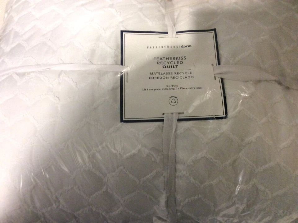 Pottery Barn F/Q Teen Feather Kiss Quilt NWT! 100% Cotton White - Image 1 of 1
