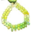 Natural Prehnite Chalcedony Gem 9x7mm Smooth Pear Shape Beads 9.5" DIY Jewelry