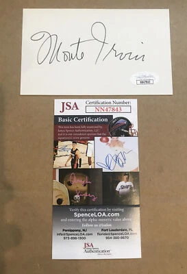 MONTE IRVIN NEW YORK GIANTS AUTO SIGNED 3x5 INDEX CARD JSA CERTIFIED AUTOGRAPH - Image 1 of 4