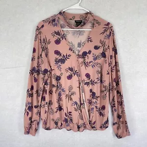 Torrid Floral Print Chiffon Mock Neck Surplice Blouse Women's Size 0 Long Sleeve - Picture 1 of 12