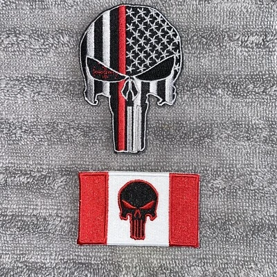 PUNISHER SKULL Embroidered BLACK/RED Morale Patch Lot Of Two - Image 1 of 4