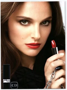 Anuncio impreso de maquillaje Dior 2013, lápiz labial sexy labios rojos Natalie Portman Rouge bonito - Imagen 1 de 1