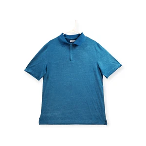 Duluth Trading Co. Zip Polo Work Shirt Size Medium Aqua Blue Short Sleeve - Picture 1 of 9