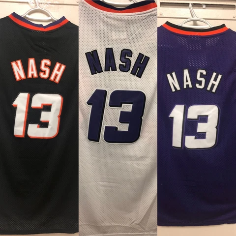 #13 Steve Nash Throwback Stitched White/Purple/Black Men's Stitched Jersey Cover