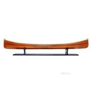 Wooden Canoe Boat Model | Handcrafted Model W/ Rattan Seats & Wooden Oars - Picture 1 of 20