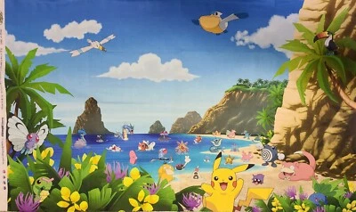 New Licensed Pokémon & Friends At The Beach Fabric Panel By Robert Kaufman - Image 1 of 4