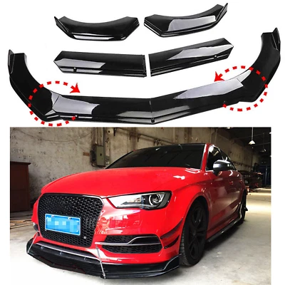 Front Bumper Spoiler Chin Splitter Body Kit Glossy Black For Audi A3 A4 A5 A6 - Изображение 1 из 4