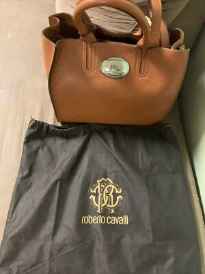 Bolsa de mão Robert Cavalli Firenze cor: bolsa de couro feminina conhaque - Imagem 1 de 4