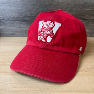 Wisconsin Badgers Hat Cap Strap Back Red Vintage Logo Adjustable '47 - Picture 1 of 12