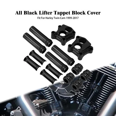 Cubierta de bloque de tapón elevador negro tubo varilla empuje para Harley Touring doble cámara 99-2017 Foto 1 de 4