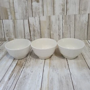 Martha Stewart Collection Harvest Border Ice Cream Bowl Set Of 3 White 4" - Picture 1 of 4