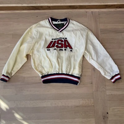 DE COLECCIÓN 1996 Juegos Olímpicos Blanco EE. UU. Starter Pull-over Talla Grande Foto 1 de 4