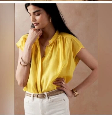 Nueva Blusa Top BANANA REPUBLIC RAMIE SHORT Lino Amarillo 🔥 Foto 1 de 4