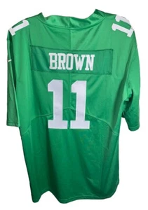 Camiseta para hombre Philadelphia Eagles AJ marrón #11 totalmente cosida retro verde grande - Imagen 1 de 9