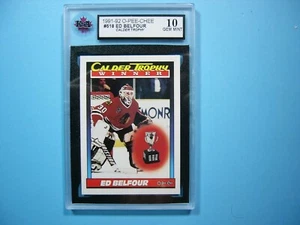 1991/92 O-PEE-CHEE NHL HOCKEY CARD #518 ED BELFOUR ROOKIE TROPHY KSA 10 GEM OPC - Picture 1 of 2