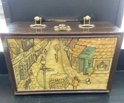 Rare Vintage Shadow Box Purse Lucite Handle Anton Pieck New Orleans 3D Art - Image 1 of 4