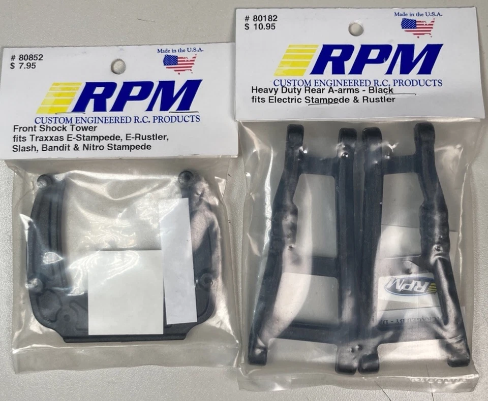 RPM 80852 Front Shock Tower 80182 Black Rear Arms Traxxas Rustler Stampede - Image 1 of 1