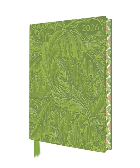 William Morris: Acanthus 2026 Artisan Art Vegan Leather Diary Planner - Page to View with Notes by Flame Tree Studio (2025, Diary, Journal, Blank Book)