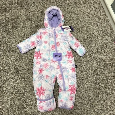 Spyder 全新带标签 3-6 个月婴儿雪地服紫色粉红色温暖冬季雪地连指手套  — 第 1/4 张图片
