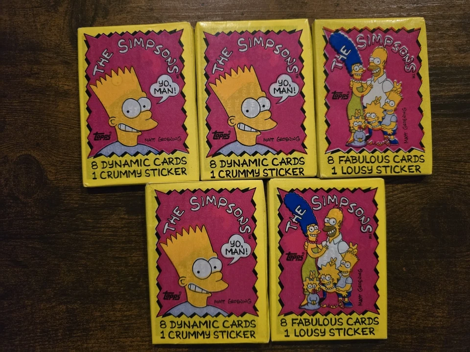 1990 Topps The Simpsons Sealed Wax Packs,Never Opened, Lot of 5 - Image 1 of 1