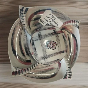 *RAR* Vintage Calif Keramik Lazy Susan Vorspeise/Gastgeber/Servierset schwarz/rosa MCM - Bild 1 von 6