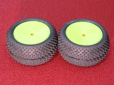 2X Team Associated RC10 B5M JConcepts Rear Tires 2.2" & Yellow Wheel 12mm. #1481 - Image 1 of 4